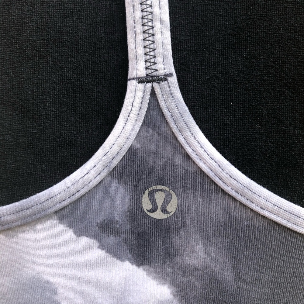 SOLD Lululemon White Coal Tinted Canvas Power Y Tank - Watercolor Marbled Grey - Picture 3 of 7